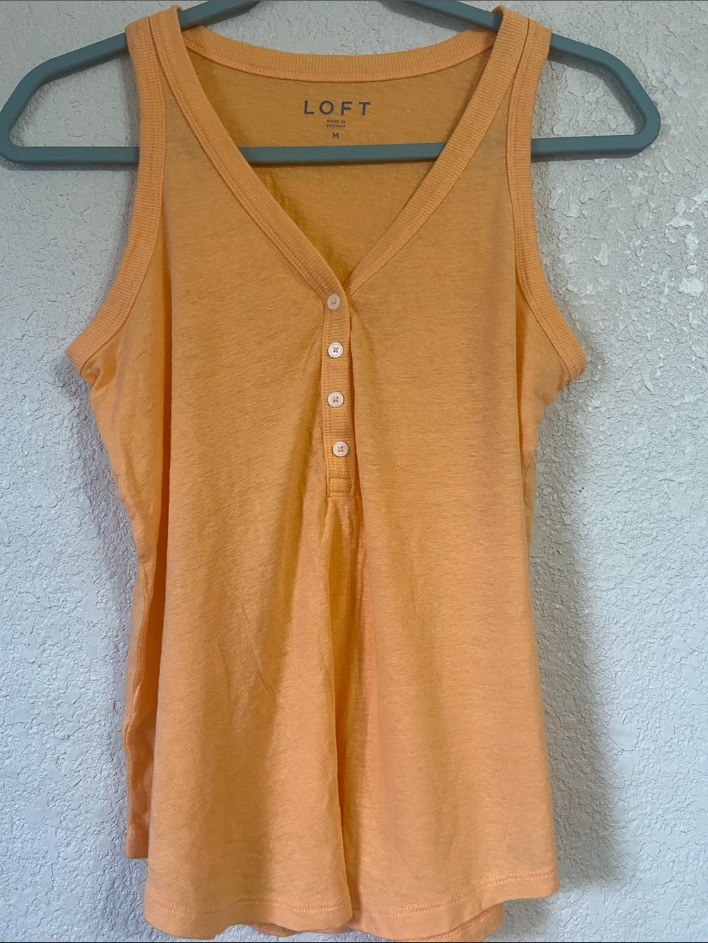 LOFT Peach Button-Front Henley Tank - Picture 1 of 6
